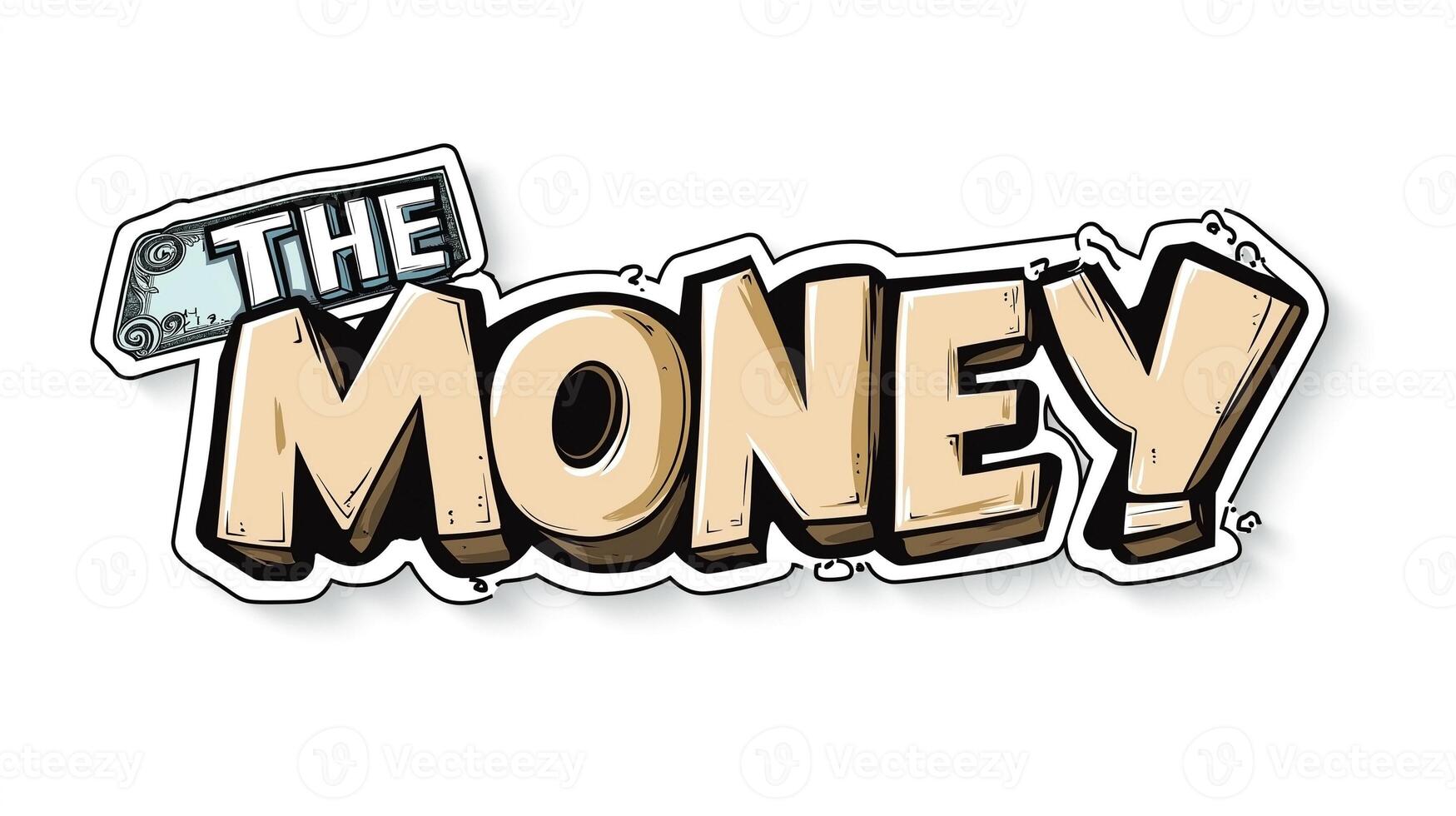 Playful illustration of the phrase 'The Money' with a dollar bill, emphasizing excitement and wealth. photo