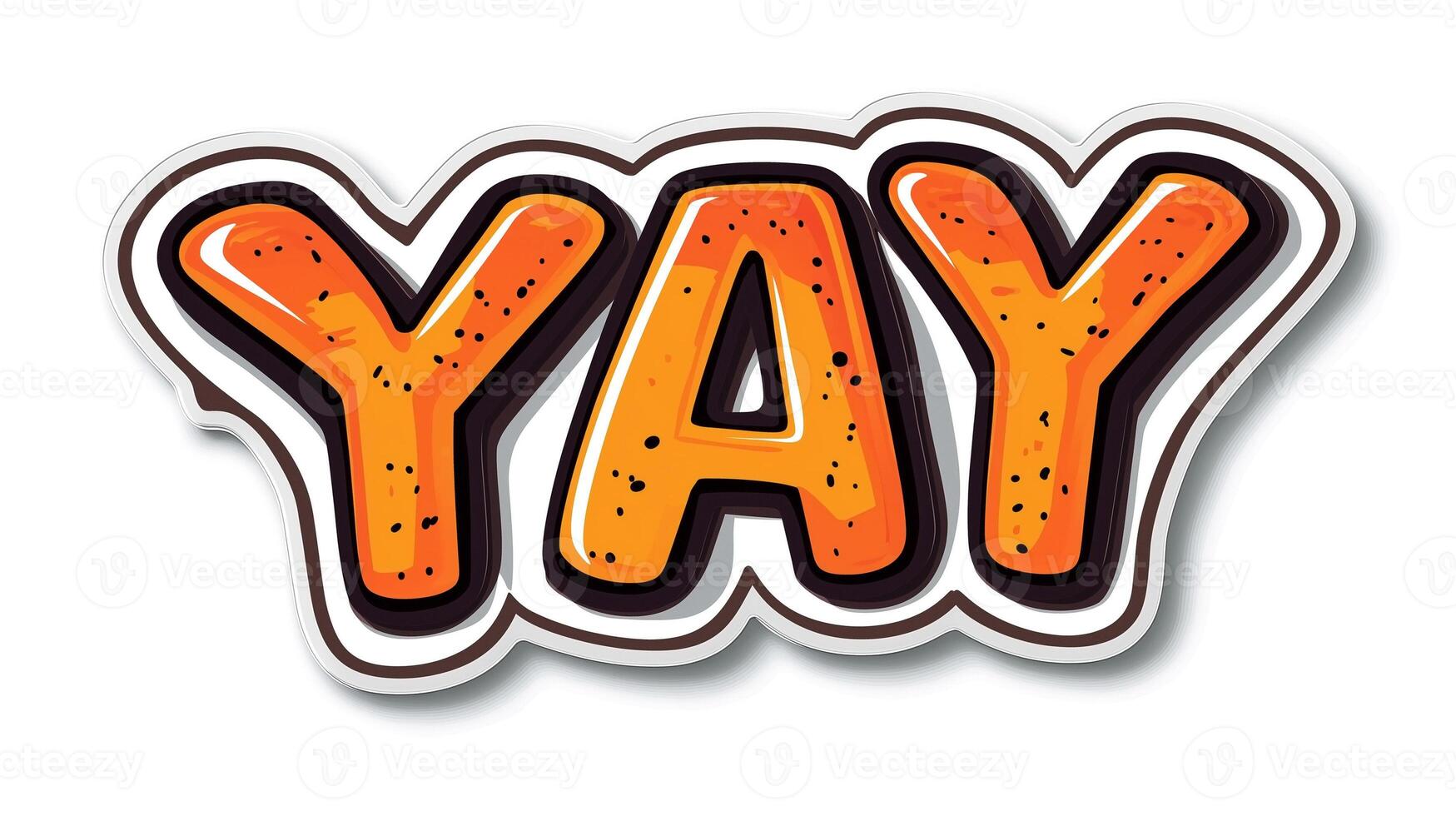 Colorful 'YAY' sticker in vibrant orange with a playful design, perfect for celebrations and cheerful moments. photo