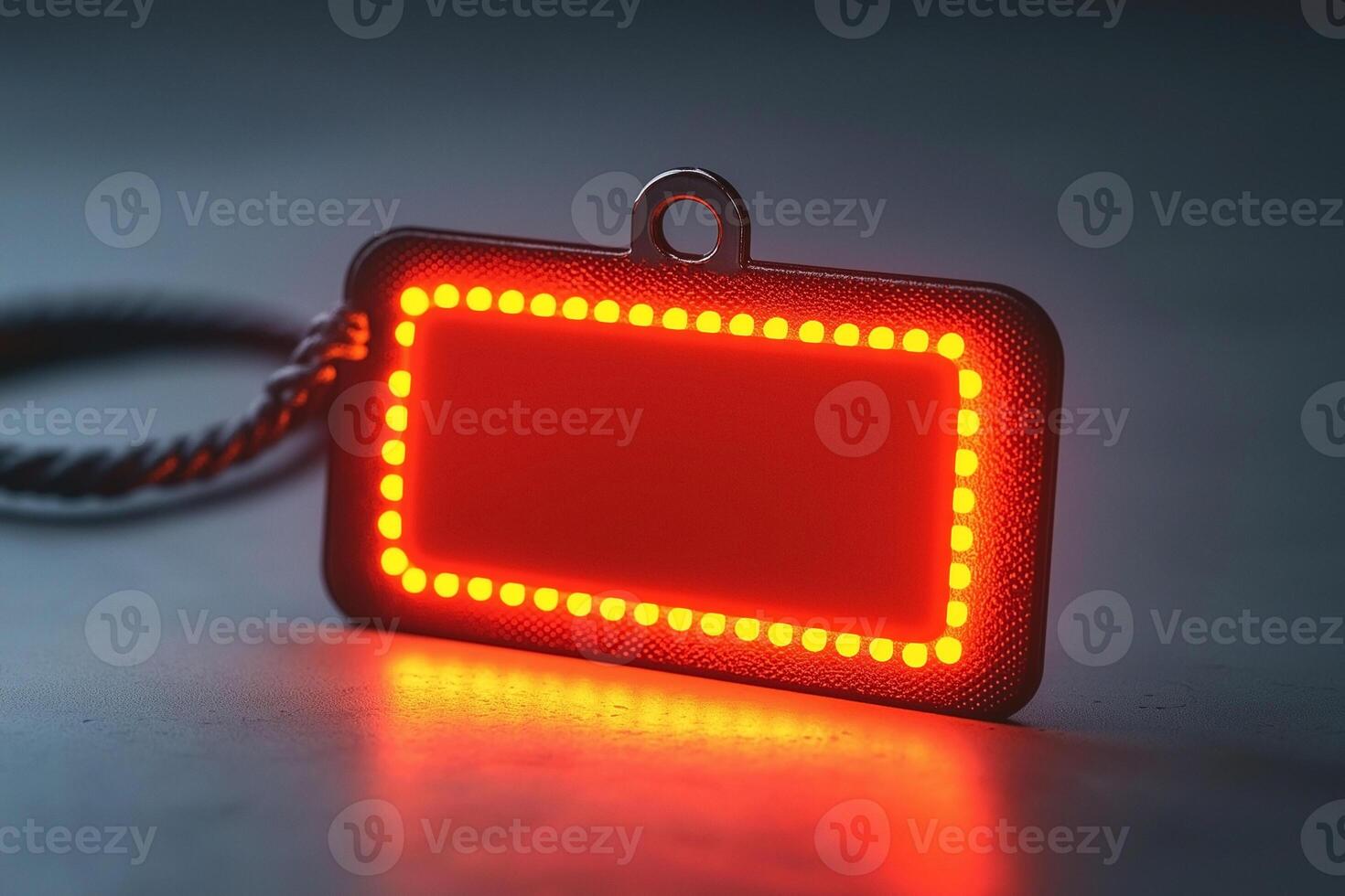 A glowing red LED sign against a dark background, emphasizing modern design and ambient lighting. photo