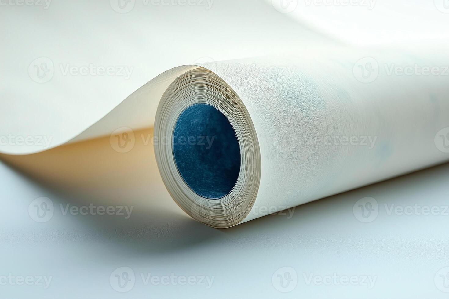Close-up of a roll of textured paper with a subtle blue core, conveying a sense of creativity and artistry. photo