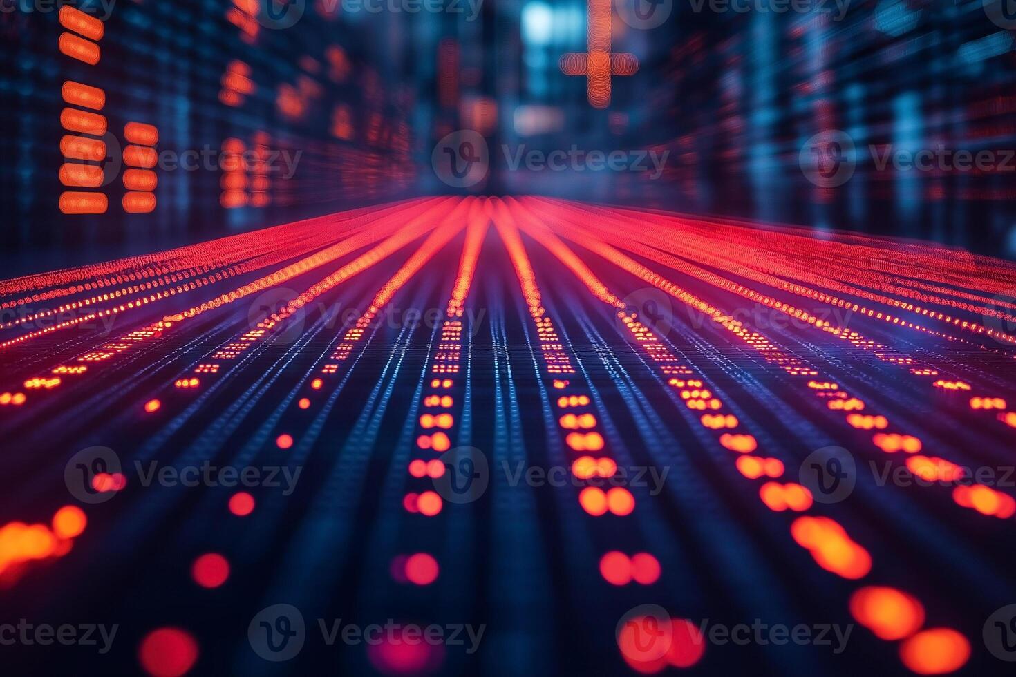 Abstract representation of data streams in vibrant red and blue hues, evoking a sense of technology and motion. photo