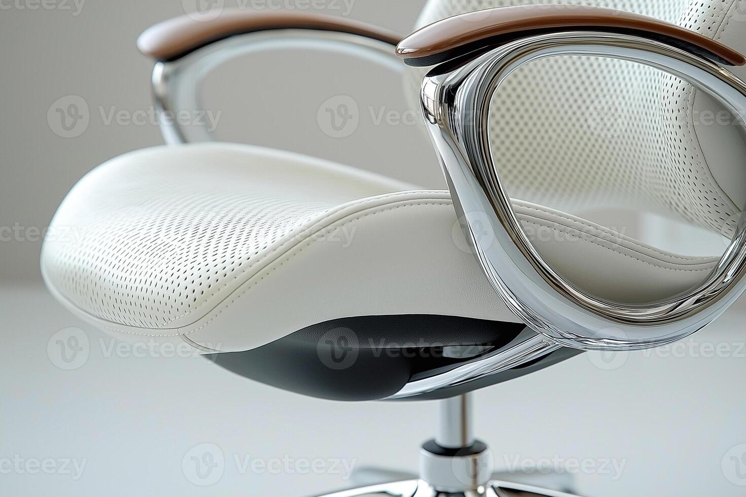 A sleek, modern office chair with a white ergonomic design and chrome accents, perfect for contemporary workspaces. photo
