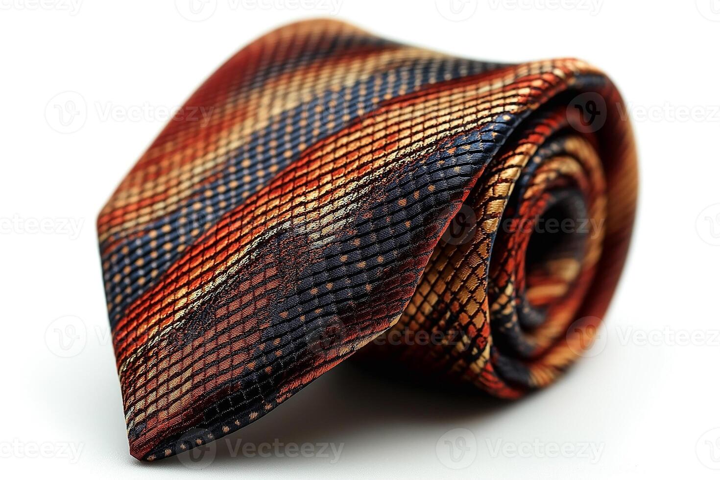 Elegant patterned silk tie in warm hues, showcasing a sophisticated design. photo