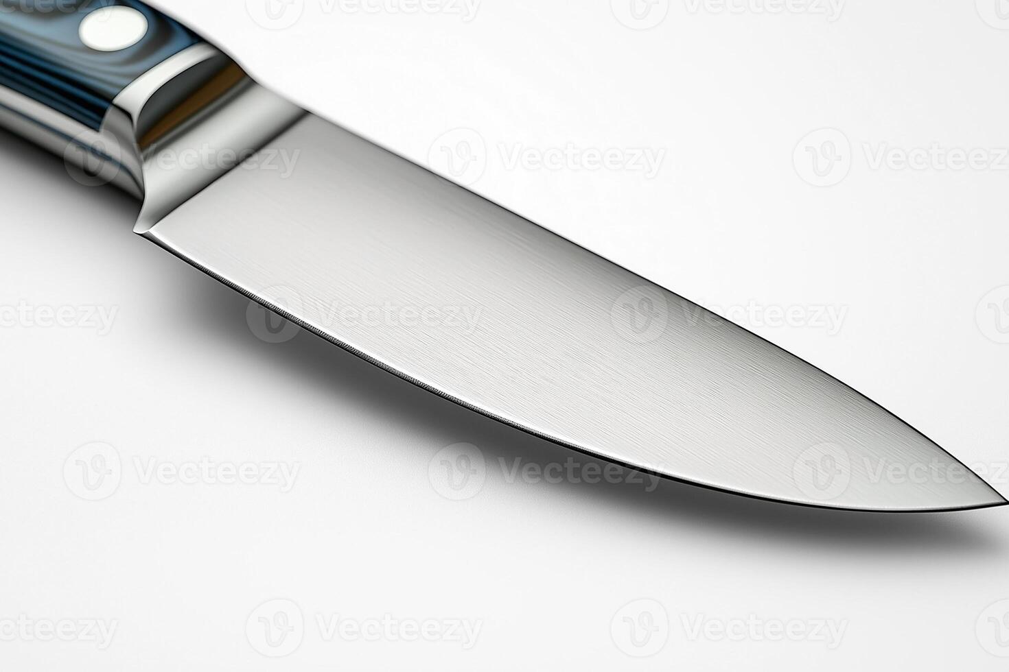 Close-up of a sleek kitchen knife with a polished blade and a stylish handle, perfect for culinary enthusiasts. photo