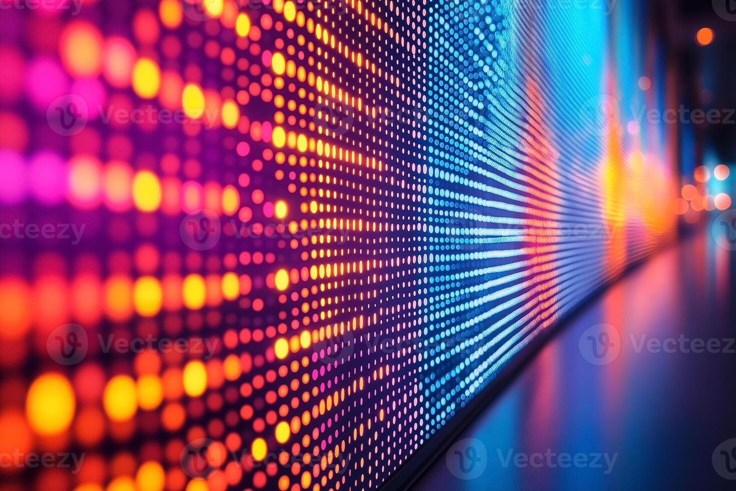 A vibrant, illuminated abstract display of colorful LED lights creating a mesmerizing pattern. photo