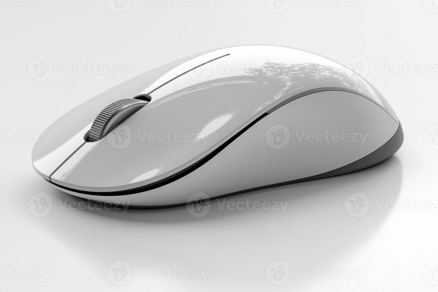 A sleek, white computer mouse sits on a smooth surface, showcasing its elegant design and modern aesthetics. photo