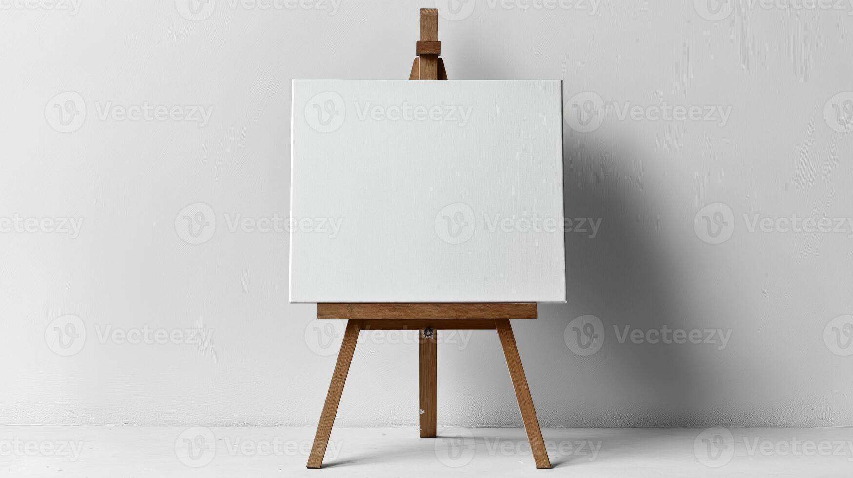 A blank canvas on a wooden easel, symbolizing creativity and artistic potential. photo