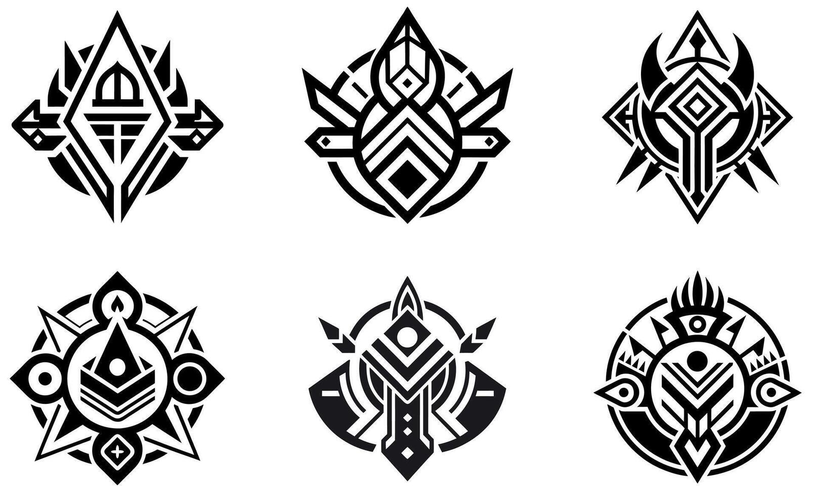 Neo Tribal Icon Silhouettes design vector