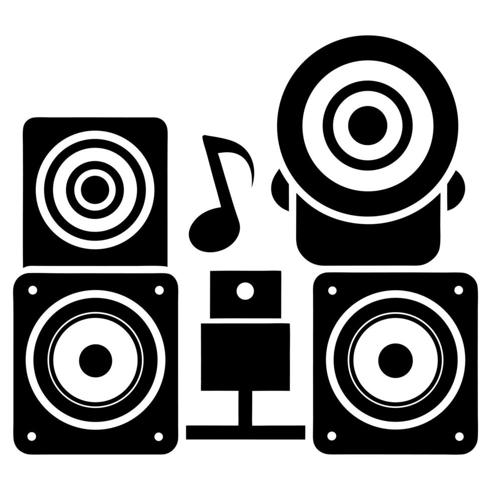 Speaker Silhouettes icon set vector