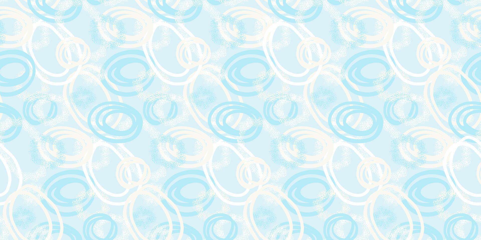 Modern abstract pattern featuring dynamic overlapping circles with dotted textures in soft blue and white on a pastel background. Artistic and energetic design, perfect for textiles, wallpapers vector