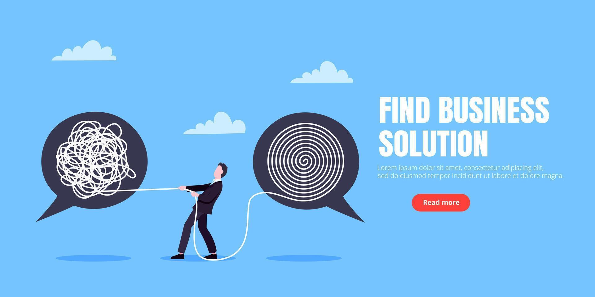 Unravel businessman chaos process with tangle difficult problem mess business concept vector
