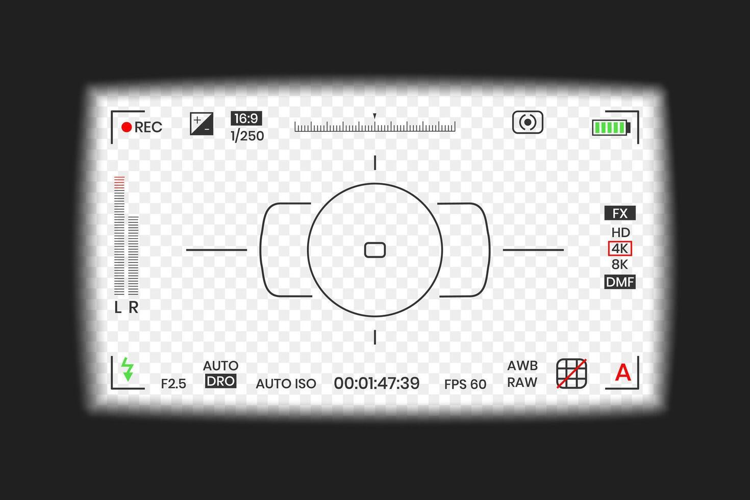 Camera viewfinder frame or photo frame recorder flat style design illustration. vector