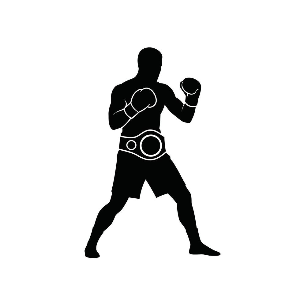 A silhouette of a man in boxing gear with ballet vector