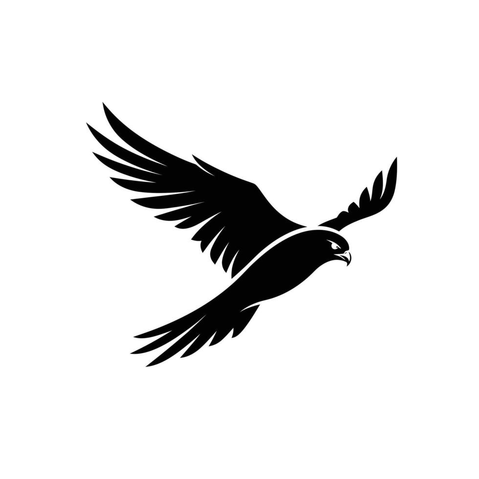 A black bird flying in the air on a white background vector