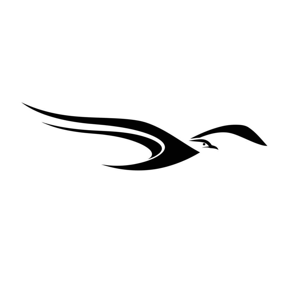 A black and white logo of a bird flying vector