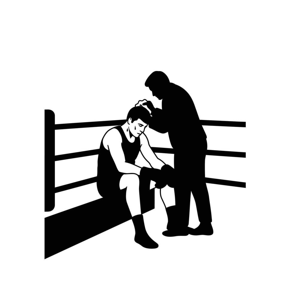 A silhouette of a man and a woman in boxing gloves vector