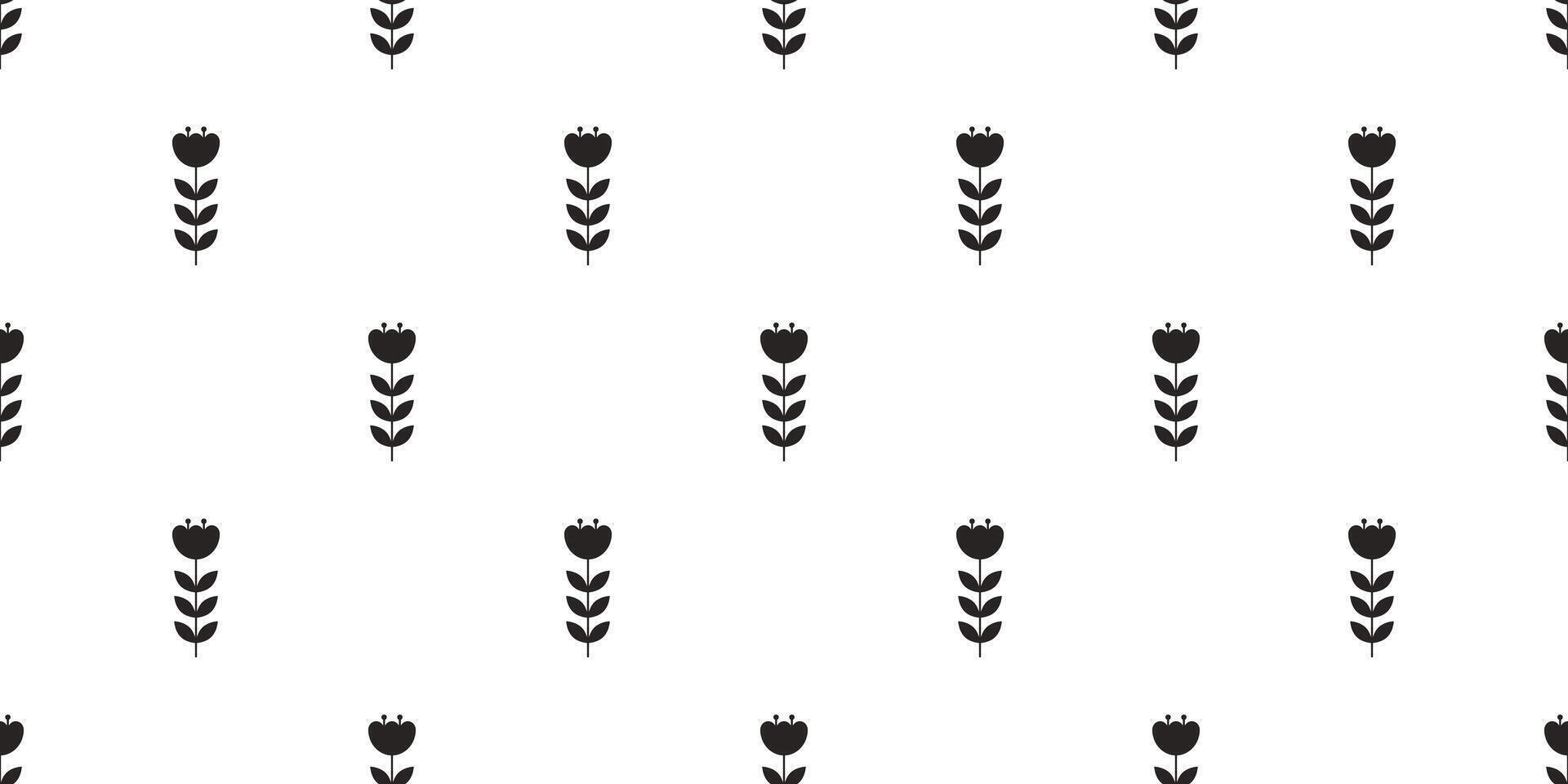 Flowers silhouette Seamless banner. Floral endless minimalist pattern. Simple background for print. vector
