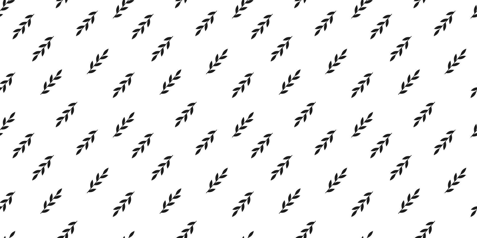 Leaves seamless pattern. Branch texture. Summer garden element background. Black silhouette. vector