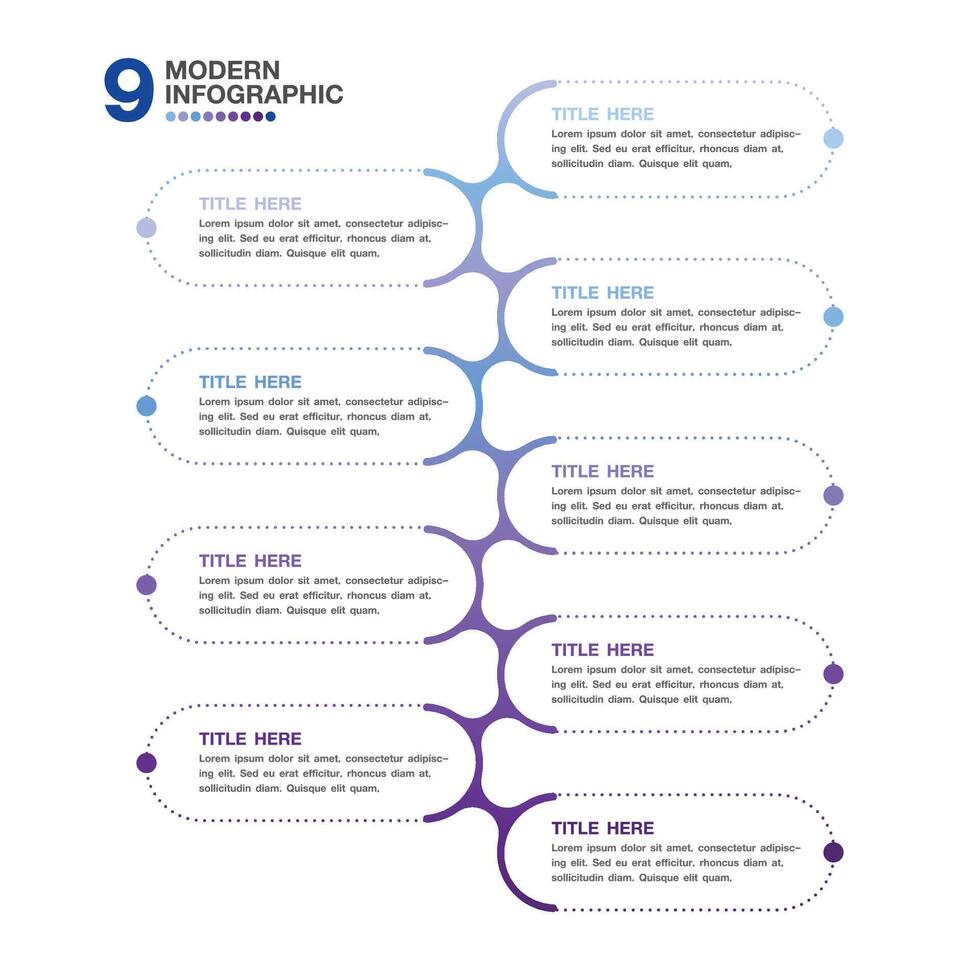 Infographic 9 option, Blue color vector