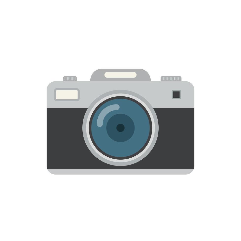 A flat icon of a camera on a white background vector