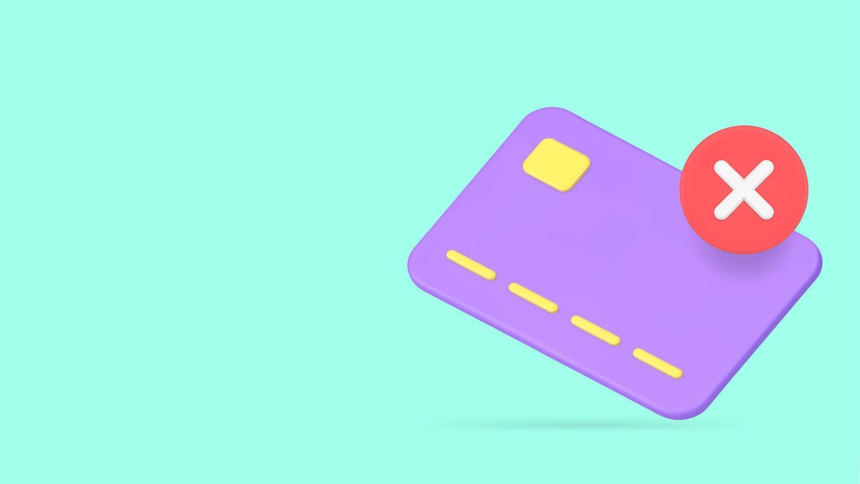 Banking account credit debit card block refusal payment banner copy space illustration vector