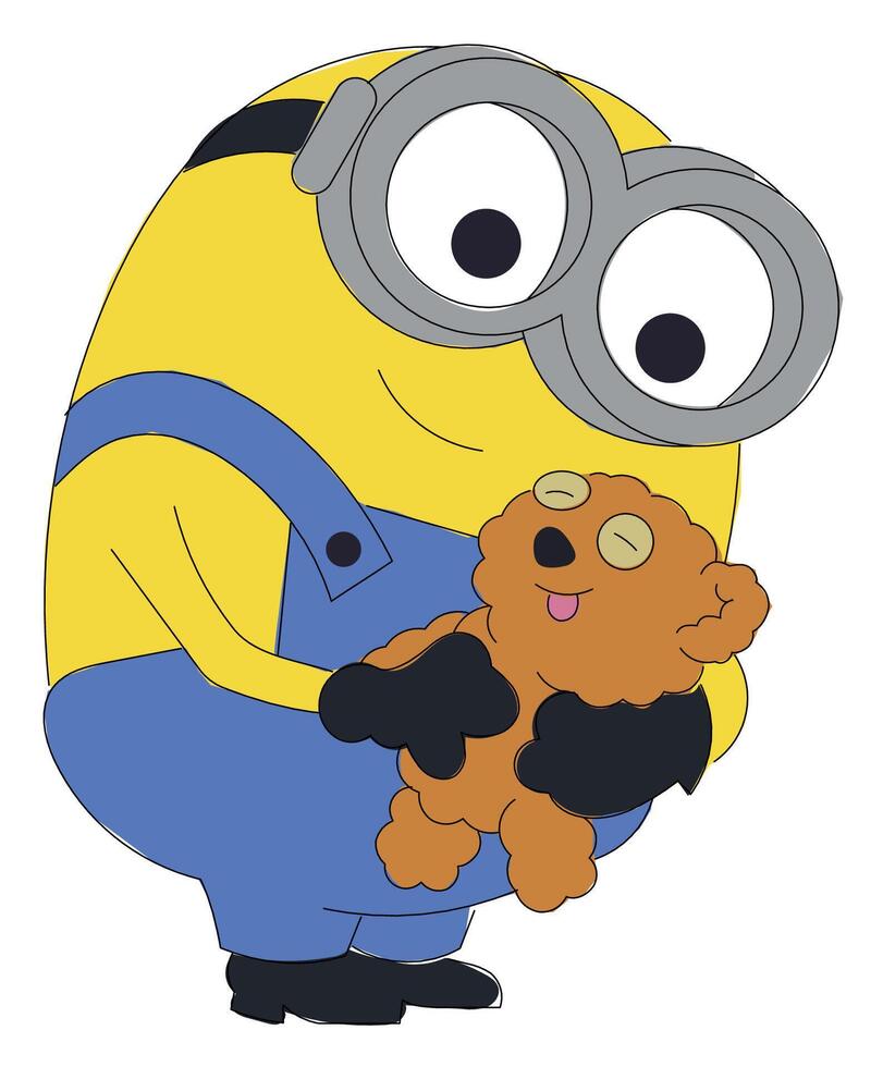 bob minion with teddy bear vector