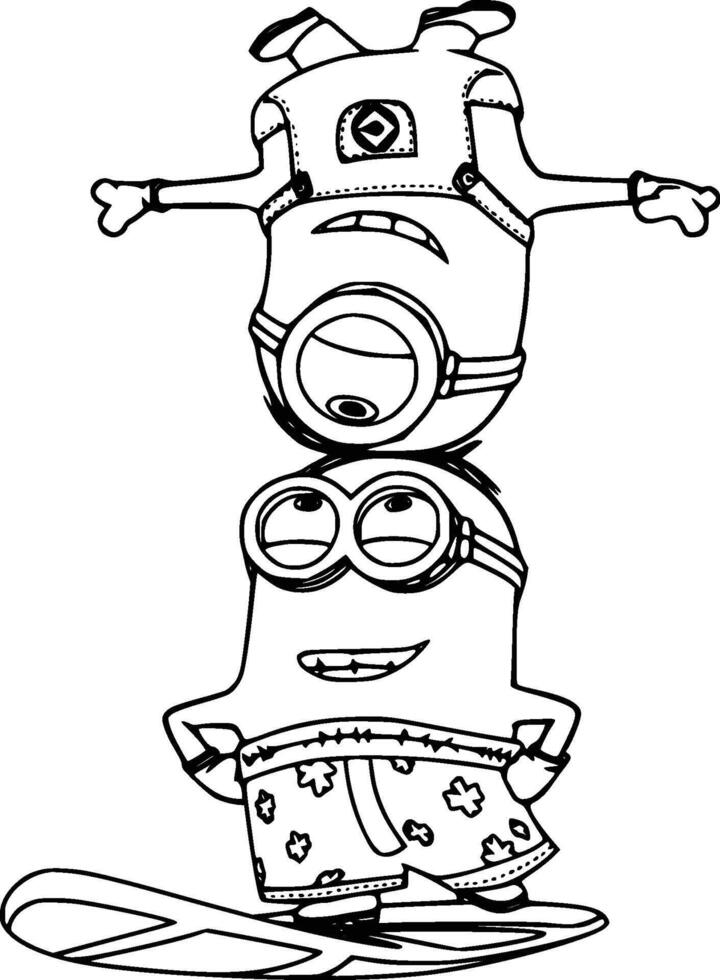 Minions Funny outline design vector