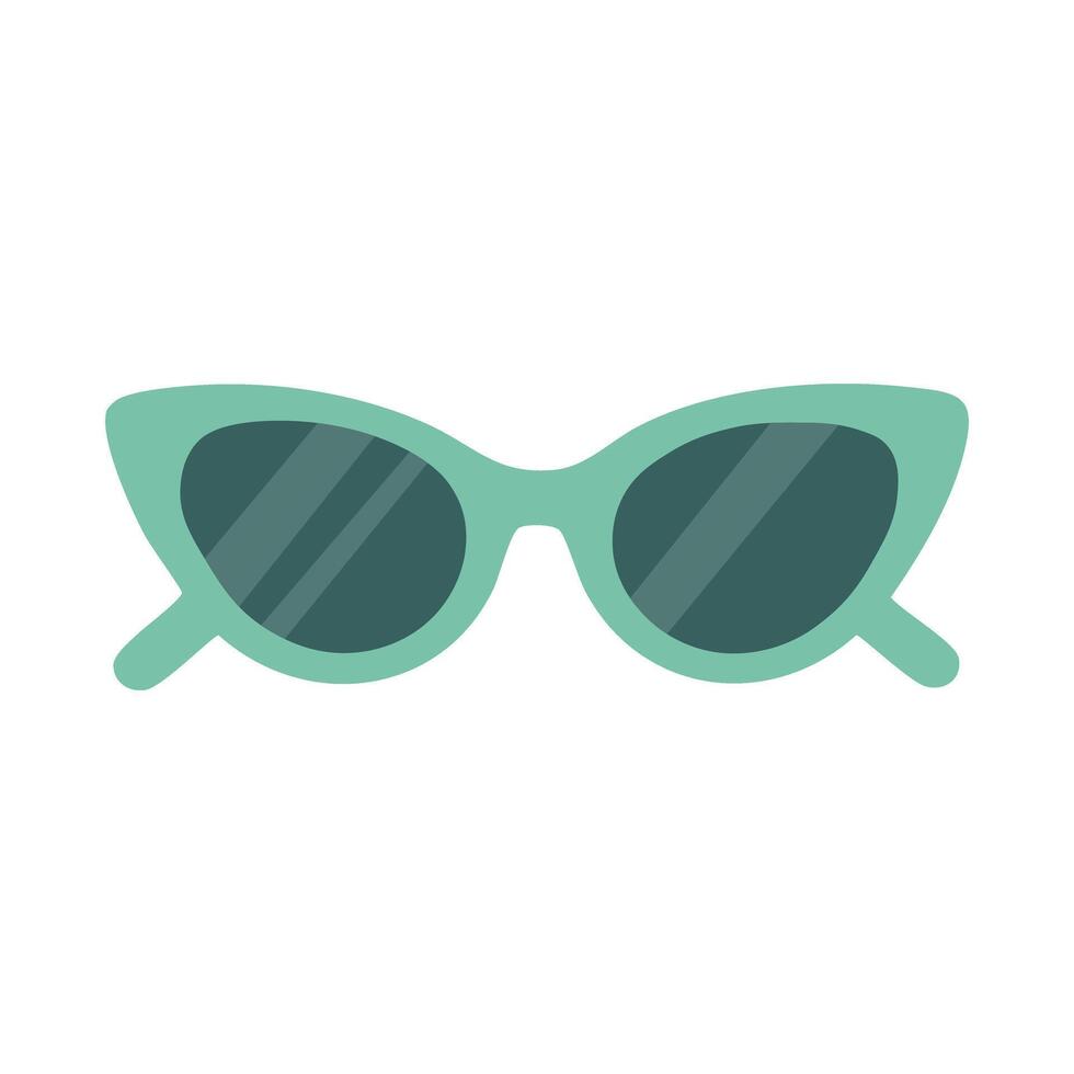 Mint green sunglasses with dark lenses. Cute flat cartoon illustration for spring and summer style themes. vector