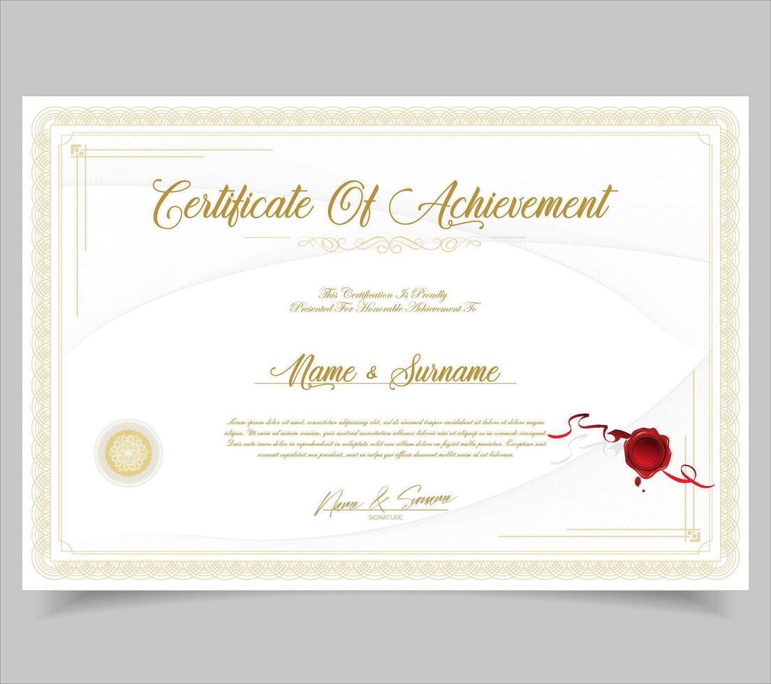 Elegant and luxurious certificate template Award, Training and Business, achievement certificate or diploma design vector