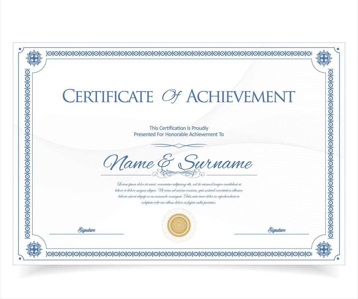 Certificate of achievement, appreciation template simple stylish diploma design template vector