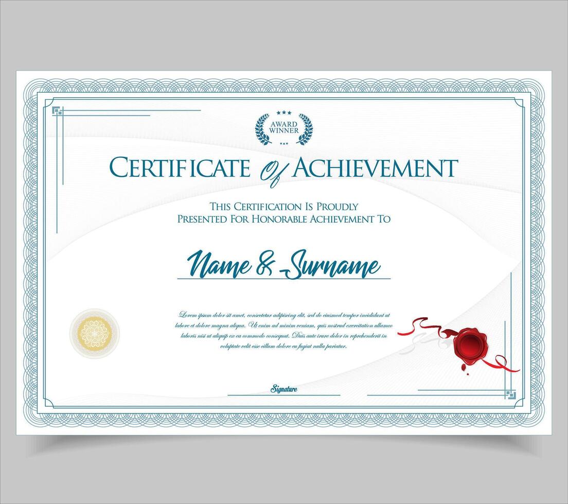Elegant and luxurious certificate template Award, Training achievement certificate or diploma design 02.eps vector