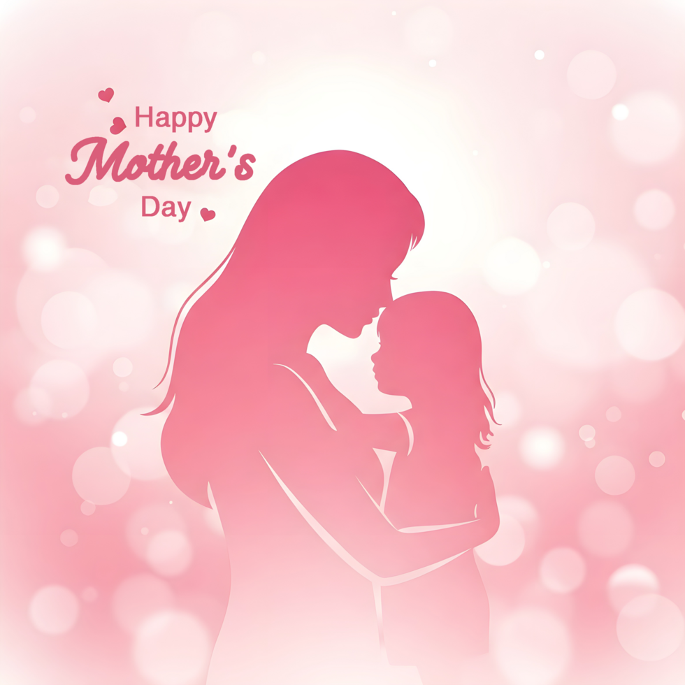 Mom and daughter hugging - mother's day template psd