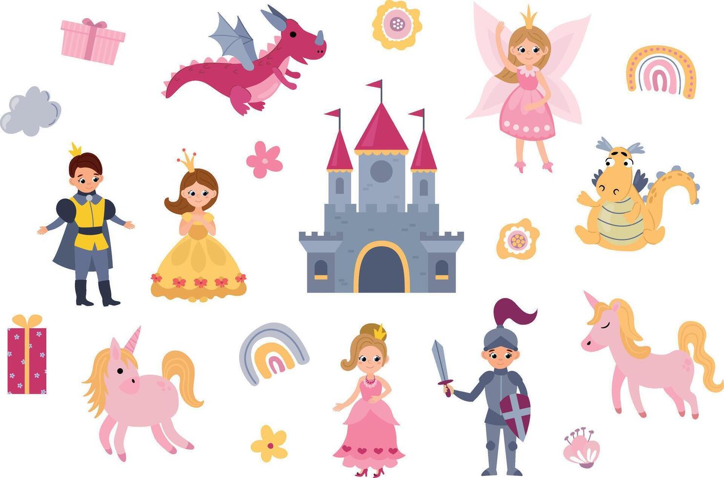 Colorful Fairy Tale Character Illustrations vector