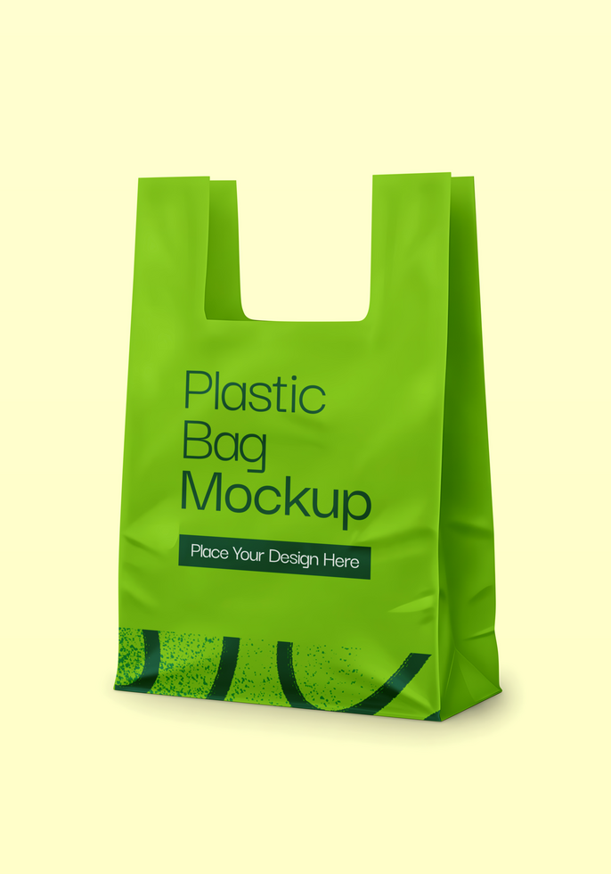 plastic bag branding supermarket mockup psd
