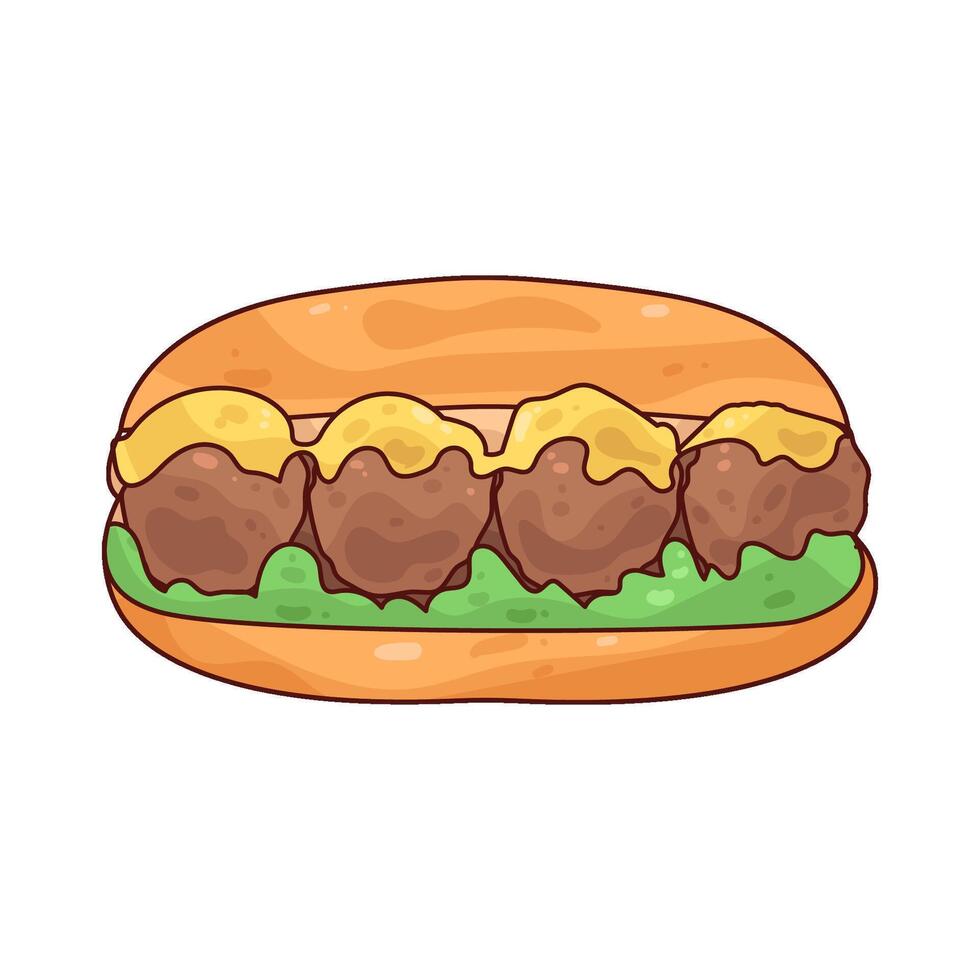 meatball subs illustration vector
