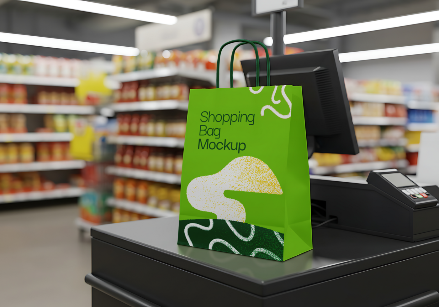 shopping baag branding supermarket mockup psd