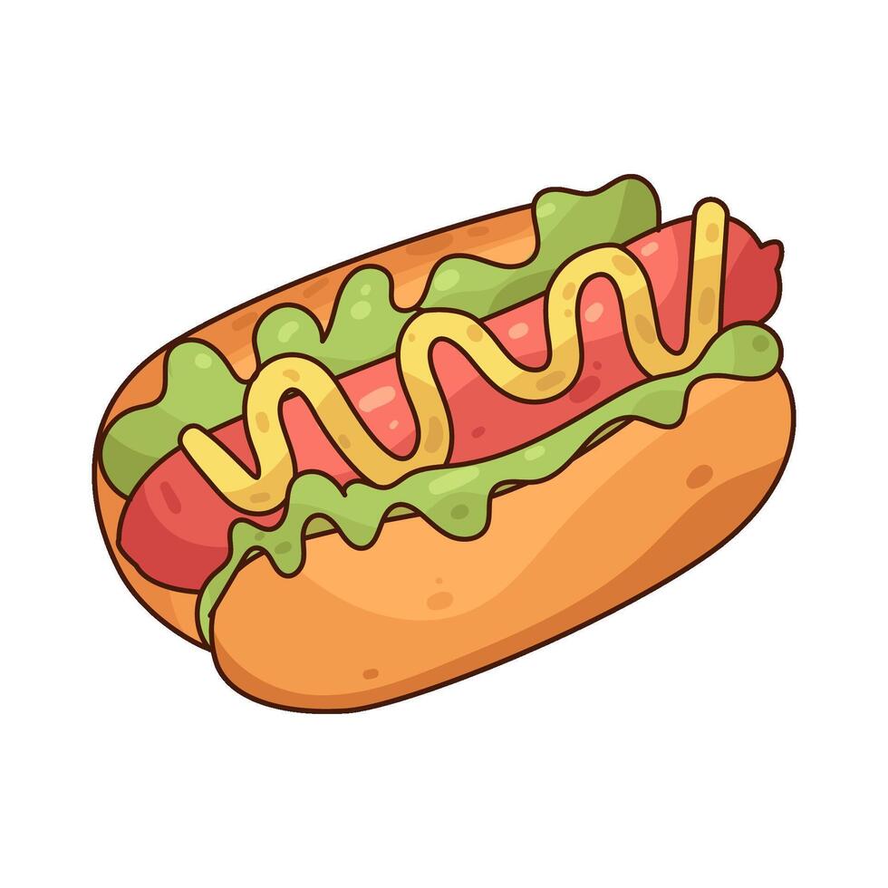 hotdog with mustard sauce vector