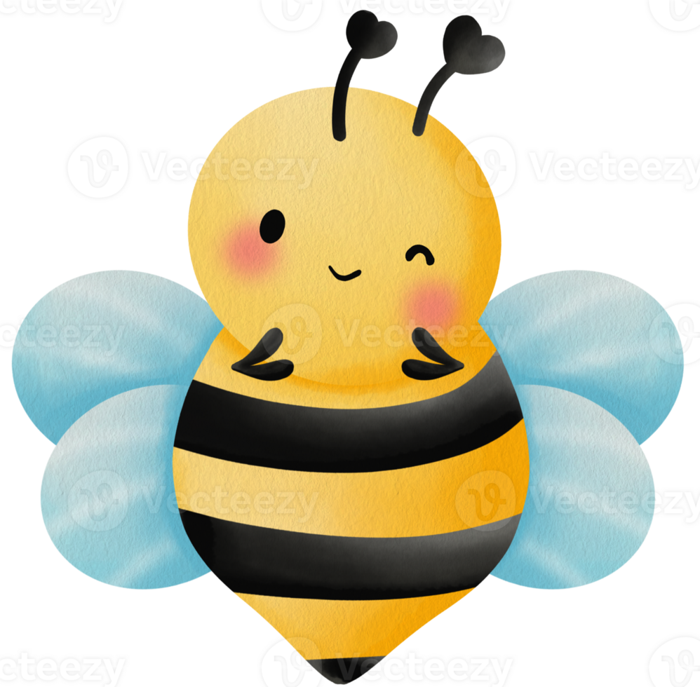 Cartoon Honey Bee with Heart Antennae png