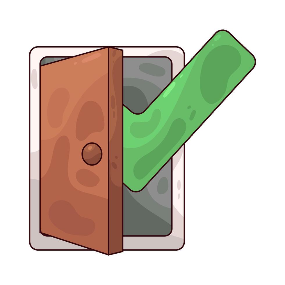 illustration of open door with green tick vector