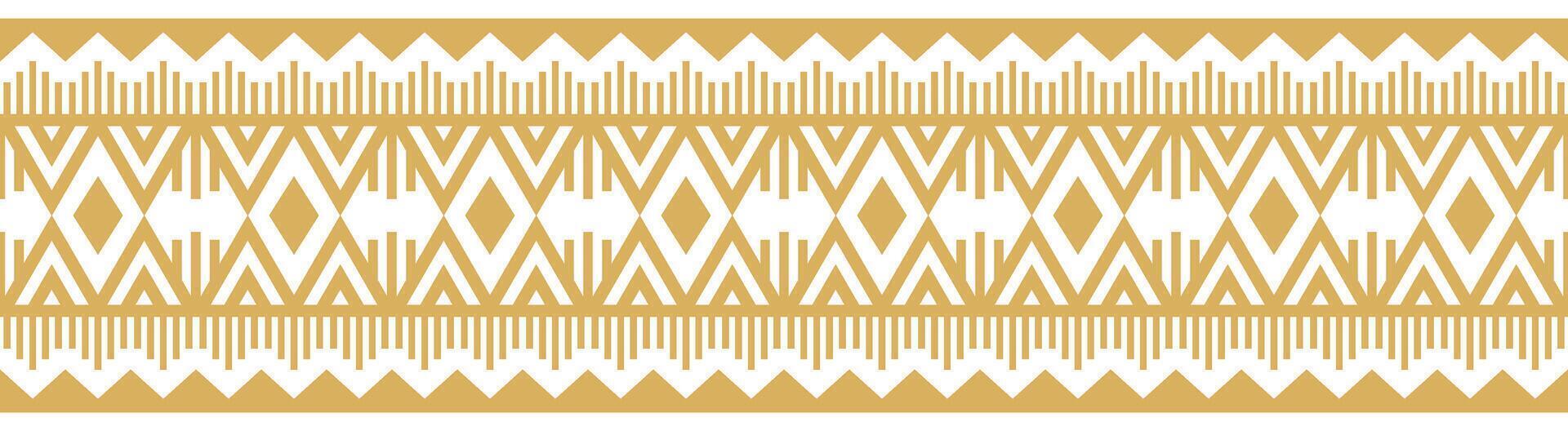 Gold Ethnic Aztec Abstract Design with Seamless Tribal Pattern Border. vector