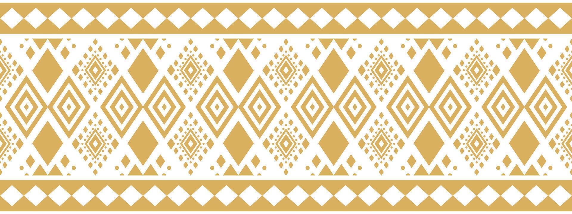 Seamless Ethnic Aztec Pattern with Abstract Tribal Gold Border. vector