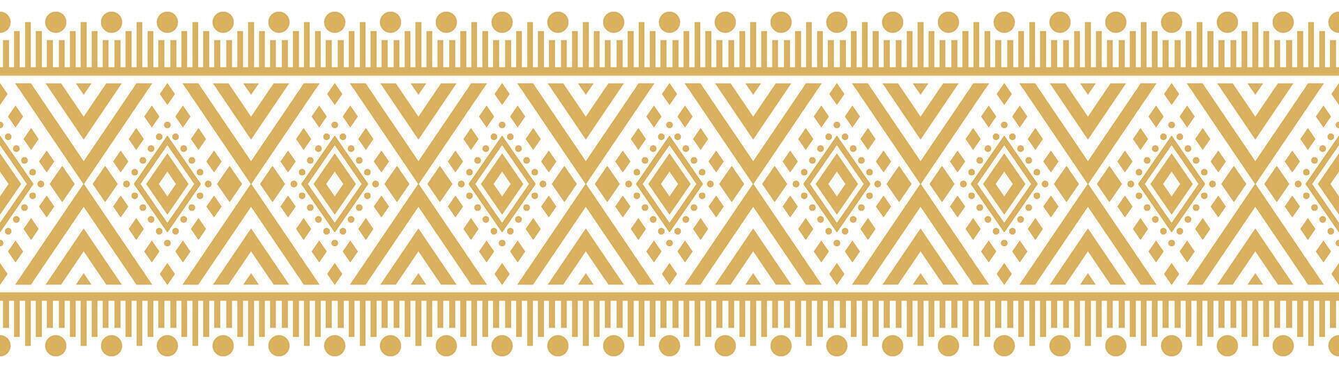 Tribal Ethnic Abstract Pattern Featuring Seamless Gold Aztec Border. vector