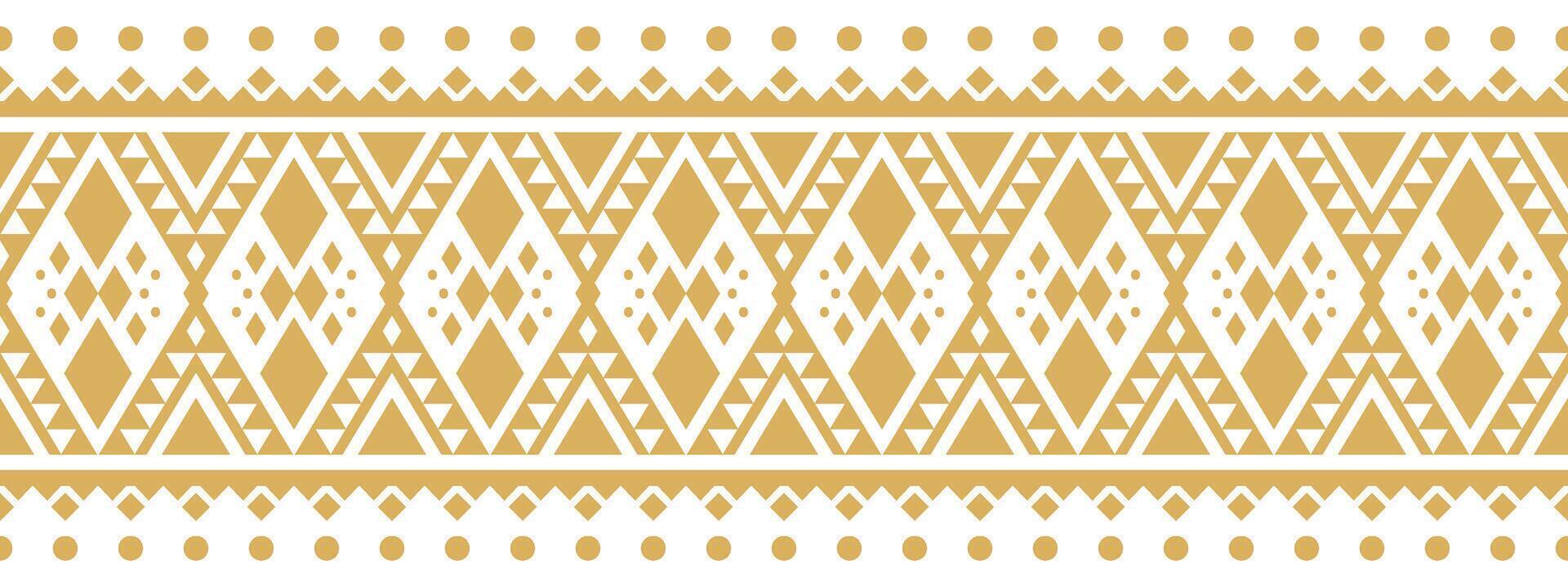 Abstract Aztec Tribal Pattern in Gold with Ethnic Seamless Border. vector