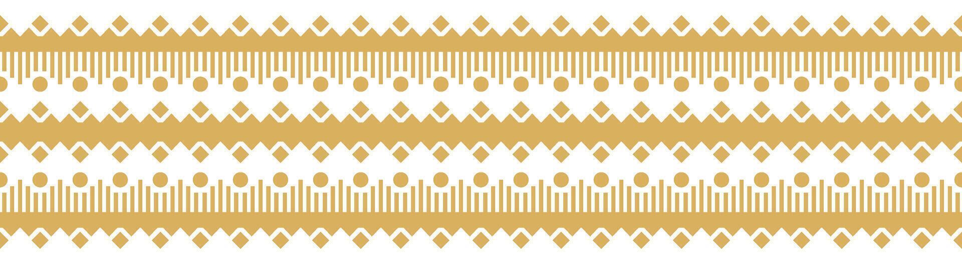 Seamless Tribal Border with Abstract Gold Pattern in Ethnic Aztec Style. vector