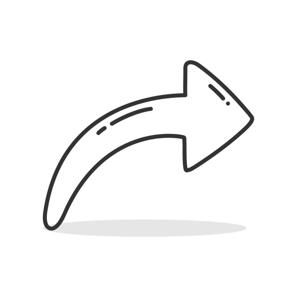Hand drawn outline arrow icon isolated flat style. vector
