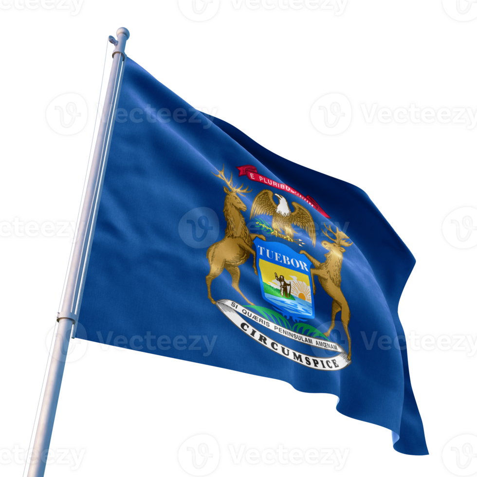 The flag of michigan is flying in the wind png