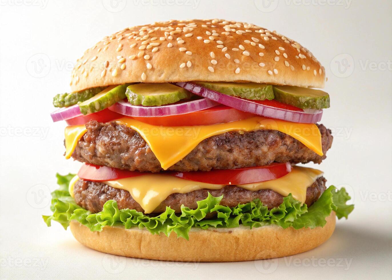Juicy Double Cheeseburger with Fresh Toppings photo