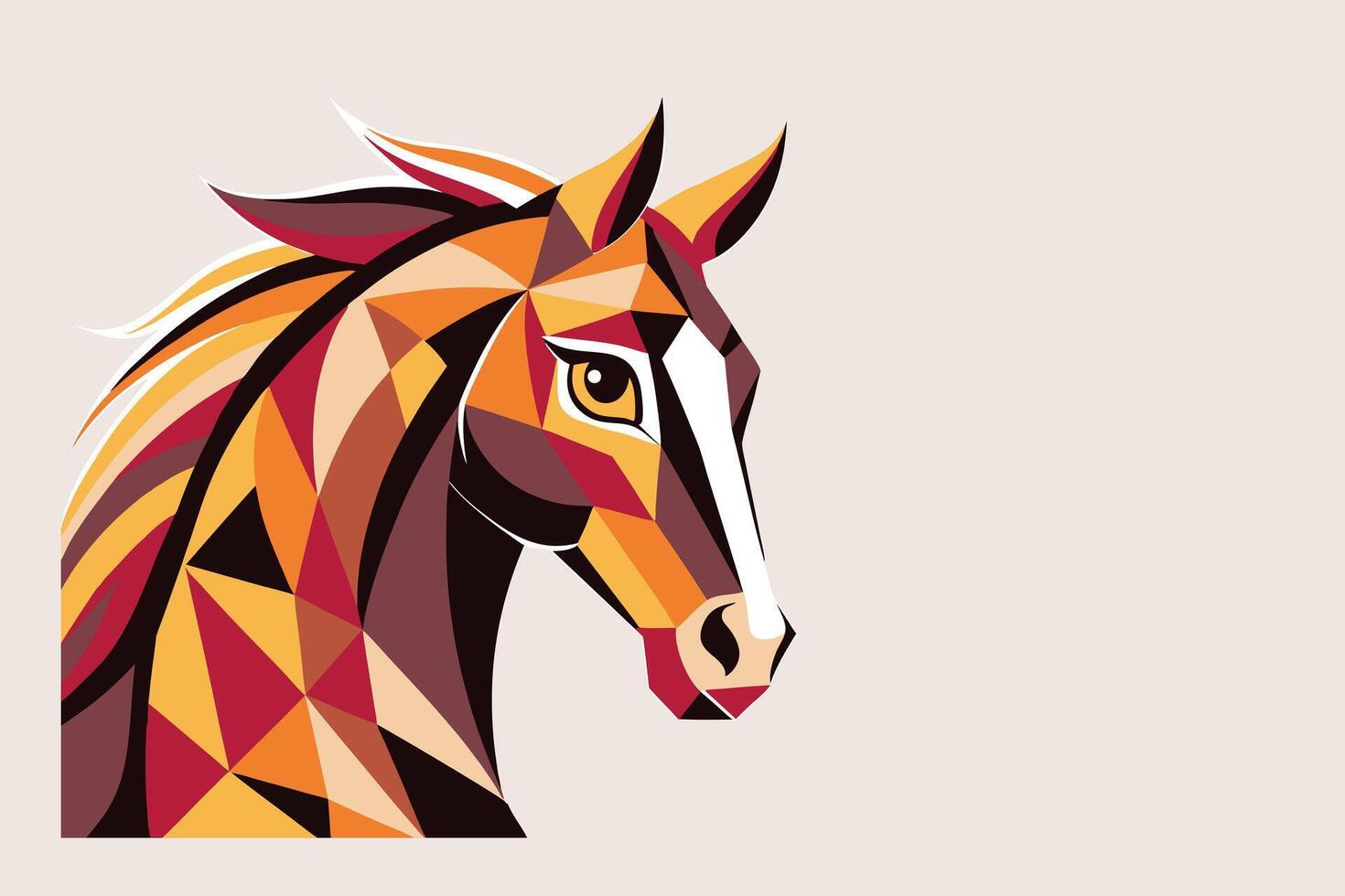 Geometric polygonal silhouette of horse head. Banner of the Year of the Horse. Greeting card. Illustration. vector