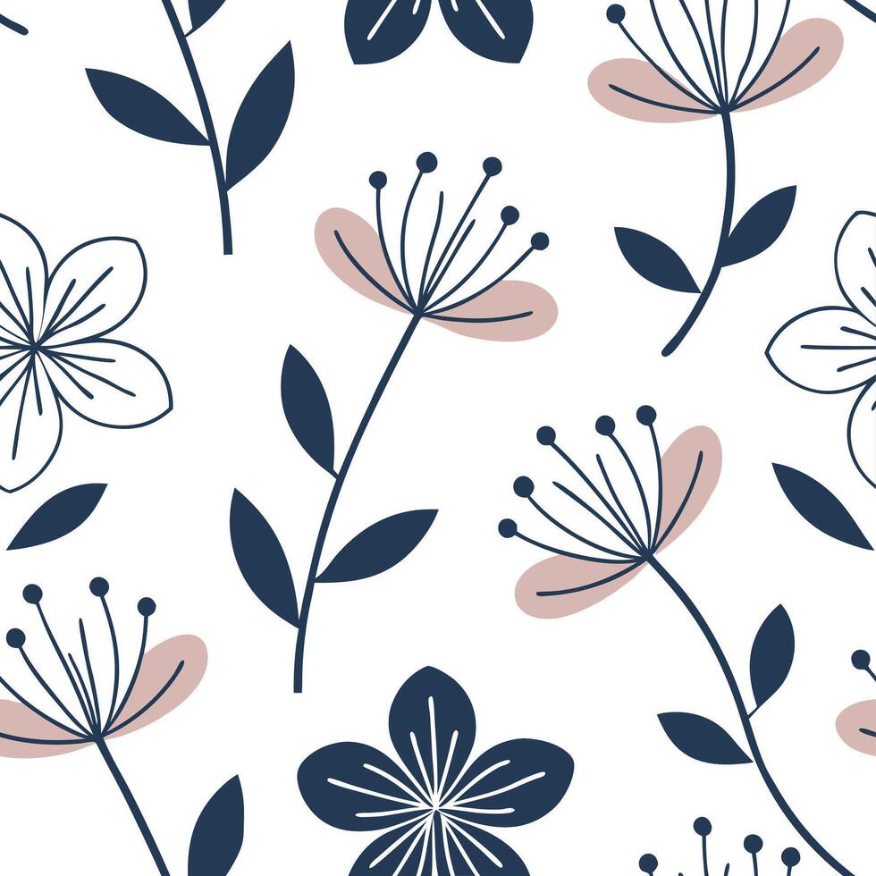 Flat Contemporary blossom seamless tile pattern with abstract flower shapes and modern color palette for urban homes concept as Abstract flower shapes and modern color palette crea Clean Pro vector