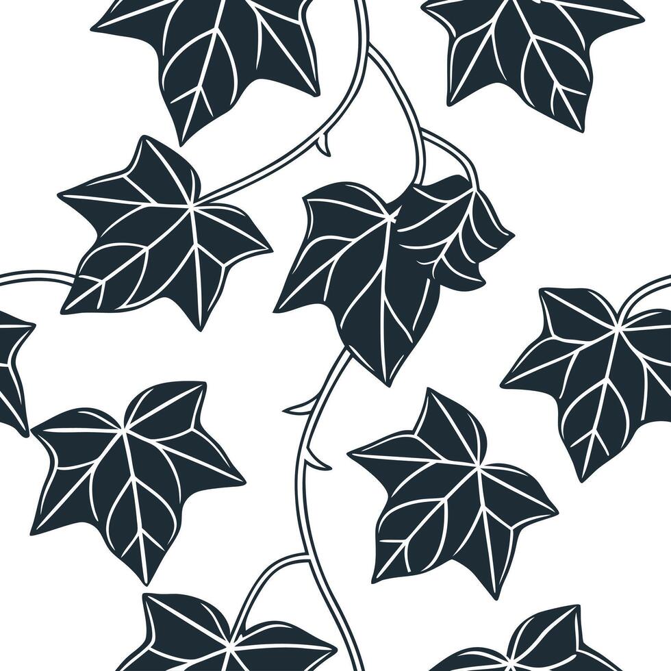 Flat Contemporary ivy seamless tile pattern with geometric ivy designs and monochrome palette ideal for trendy spaces concept as Geometric ivy designs and monochrome palette create Clean Pro vector